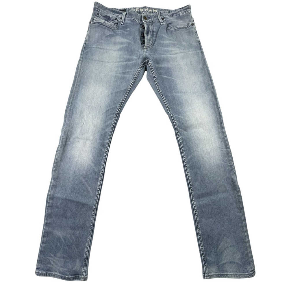 Denham Jeans Men 33 Blue Razor Slim Fit Button Fly Light Wash Denim Pants